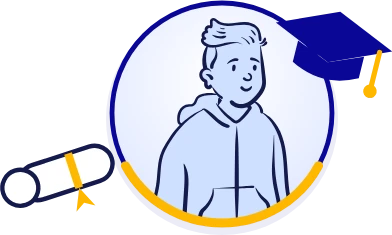 Studente con tocco e diploma (illustrazione, personaggi Open Peeps CC0)